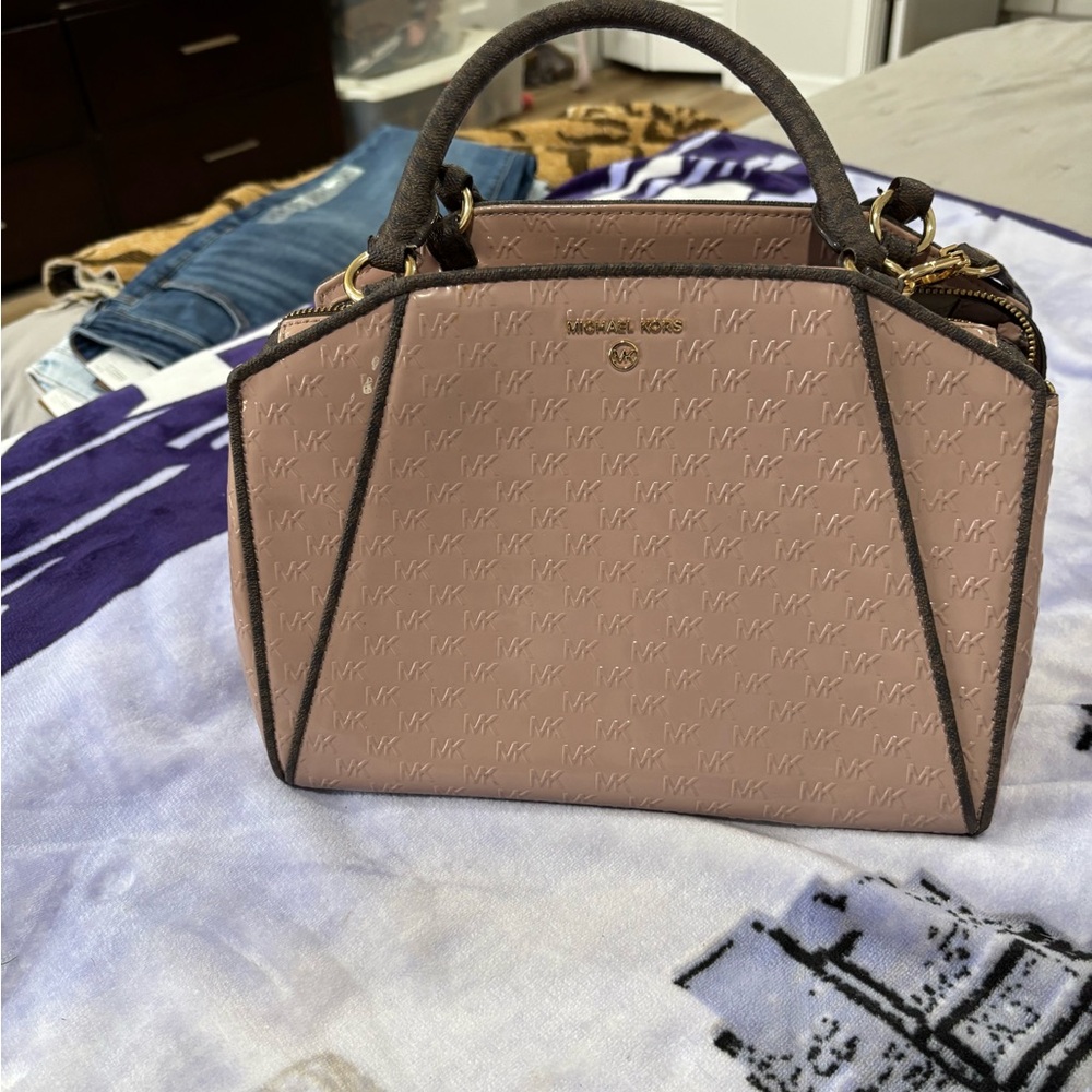 MICHAEL Michael Kors Tan and Brown Satchel with Structured Design